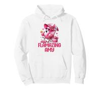 Flamazing Amy Pink Flamingo Tropical Beach Scene Mujer Sudadera con Capucha