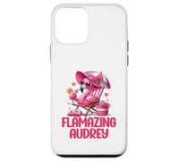 Flamazing Audrey Pink Flamingo Tropical Beach Scene Mujer Carcasa para iPhone 12 Mini
