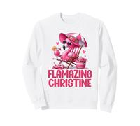 Flamazing Christine Pink Flamingo Tropical Beach Scene Mujeres Sudadera