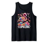 Flamazing Flamingo Pink Tropical Summer Floral Butterfly Camiseta sin Mangas