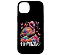Flamazing Flamingo Pink Tropical Summer Floral Butterfly Carcasa para iPhone 14 Plus