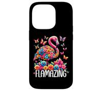 Flamazing Flamingo Pink Tropical Summer Floral Butterfly Carcasa para iPhone 14 Pro