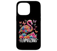 Flamazing Flamingo Pink Tropical Summer Floral Butterfly Carcasa para iPhone 14 Pro Max