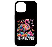 Flamazing Flamingo Pink Tropical Summer Floral Butterfly Carcasa para iPhone 15