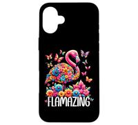 Flamazing Flamingo Pink Tropical Summer Floral Butterfly Carcasa para iPhone 16 Plus