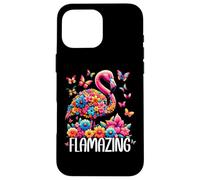 Flamazing Flamingo Pink Tropical Summer Floral Butterfly Carcasa para iPhone 16 Pro Max