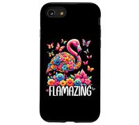 Flamazing Flamingo Pink Tropical Summer Floral Butterfly Carcasa para iPhone SE (2020) / 7 / 8