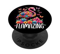 Flamazing Flamingo Pink Tropical Summer Floral Butterfly PopSockets PopGrip Adhesivo