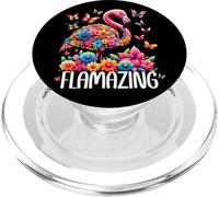 Flamazing Flamingo Pink Tropical Summer Floral Butterfly PopSockets PopGrip para MagSafe