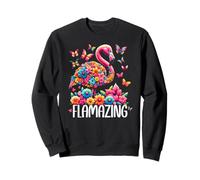 Flamazing Flamingo Pink Tropical Summer Floral Butterfly Sudadera