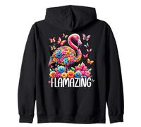 Flamazing Flamingo Pink Tropical Summer Floral Butterfly Sudadera con Capucha