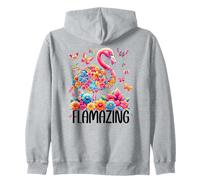 Flamazing Flamingo Tropical Floral Flamingo Pink Butterfly Sudadera con Capucha