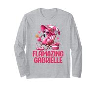 Flamazing Gabrielle Pink Flamingo Tropical Beach Scene Mujeres Manga Larga