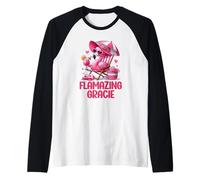 Flamazing Gracie Pink Flamingo Tropical Beach Trip Mujer Camiseta Manga Raglan