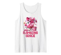 Flamazing Gracie Pink Flamingo Tropical Beach Trip Mujer Camiseta sin Mangas
