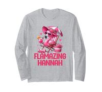 Flamazing Hannah Pink Flamingo Tropical Beach Scene Mujer Manga Larga