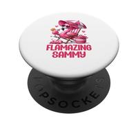 Flamazing Sammy Pink Flamingo Tropical Beach Trip Mujer PopSockets PopGrip Adhesivo