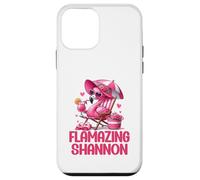 Flamazing Shannon Pink Flamingo Tropical Beach Scene Mujer Carcasa para iPhone 12 Mini