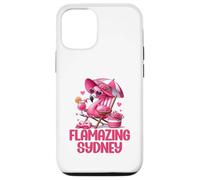 Flamazing Sydney Pink Flamingo Tropical Beach Scene Mujer Carcasa para iPhone 12/12 Pro