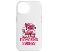 Flamazing Sydney Pink Flamingo Tropical Beach Scene Mujer Carcasa para iPhone 14