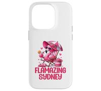 Flamazing Sydney Pink Flamingo Tropical Beach Scene Mujer Carcasa para iPhone 14 Pro