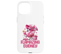 Flamazing Sydney Pink Flamingo Tropical Beach Scene Mujer Carcasa para iPhone 15