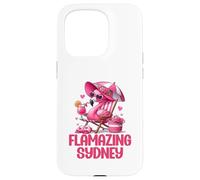 Flamazing Sydney Pink Flamingo Tropical Beach Scene Mujer Carcasa para iPhone 15 Pro