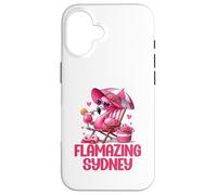 Flamazing Sydney Pink Flamingo Tropical Beach Scene Mujer Carcasa para iPhone 16