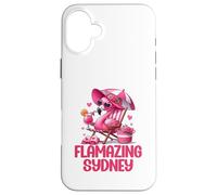 Flamazing Sydney Pink Flamingo Tropical Beach Scene Mujer Carcasa para iPhone 16 Plus