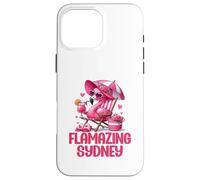 Flamazing Sydney Pink Flamingo Tropical Beach Scene Mujer Carcasa para iPhone 16 Pro MAX