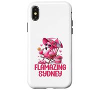 Flamazing Sydney Pink Flamingo Tropical Beach Scene Mujer Carcasa para iPhone X/XS