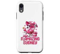 Flamazing Sydney Pink Flamingo Tropical Beach Scene Mujer Carcasa para iPhone XR