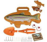Flambeau Outdoors Wild Bite - Kit de Caja de Aparejos de Pesca, Naranja/Trucha, Caja de Aparejos para Principiantes, Surtido de Aparejos multiespecies de 25 Piezas para atrapar lubina, pez panfish,