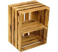 flambierte/flameadas Estantería para Libros - schuhregalkiste con Tabla Intermedia/mittelbrett Inserto Aprox 50x40x30cm / Cajas DE Manzana Cajas DE Vino Caja Madera Desde EL Alten Land