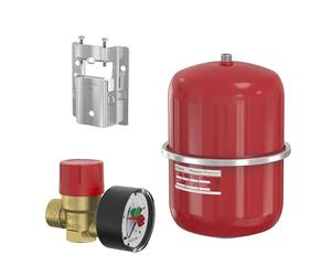 Flamco Flamco Paquete de instalación con válvula de seguridad para depósito de expansión rojo de 18L y soporte de pared para una instalación completa Francia 26054