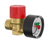 Flamco Prescomano Válvula de seguridad con manómetro - Válvula de alivio de presión Rp½" x Rp½" 3,0 bar NF - 27684