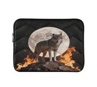 Flame and Moon Wolf - Funda acolchada para portátil de 33.0 cm