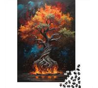 Flame árbol Puzzle De 1000 Piezas Interesante Rompecabezas para Adultos De Madera para Adultos Pintura Entretenimiento Creativo 1000pcs (75x50cm)