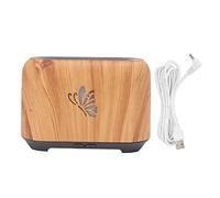 Flame Diffuser Humidifier, 150ml Essential Oil Diffuser with Realistic Flame Effect and 7 Color LED Lights, Silent Wood Grain Humidifier for Bedroom Office Car (Veta de madera clara)