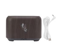 Flame Diffuser Humidifier, 150ml Essential Oil Diffuser with Realistic Flame Effect and 7 Color LED Lights, Silent Wood Grain Humidifier for Bedroom Office Car (Grano de madera oscura)