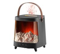 Flame Diffuser - Light Fireplace Humidifier for Aromatherapy, 7 Color Quiet Basic Oil Machine with Timer and Remote Control, Mist Maker for Living Room Bedroom Office Desk 5.87 Inches