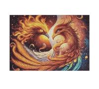 Flame Fénix Dorado Estrellado Puzzles 300 Piezas Portátil 3D Compacto Fauna Silvestre Rompecabezas Familiar para Toda La Familia Maquetas Educativas Construir Aliviar Estrés 300 PCS