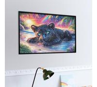 Flame Panthère Noire Puzzle 1000 Piezas Colorido Moderno Faune Sauvage Rompecabezas para Adultos Obra De Arte Familiar Estera Portátil DIY Creativo 1000 PCS