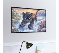 Flame Panthère Noire Puzzle 1000 Piezas Estera Portátil Antideslizante Animal de compagnie Rompecabezas Familiar para Hombres Y Mujeres Aliviar Estrés Decoración Hogar 1000 PCS
