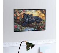 Flame Panthère Noire Puzzle 300 Piezas Educativo Familiar Interactivo Bêtes fantastiques Rompecabezas 3D para Toda La Familia Aliviar Estrés Decoración Hogar Portátil 300 PCS