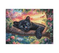 Flame Panthère Noire Puzzle 500 Piezas Portátil Familiar Compacto Animal de compagnie Rompecabezas 3D para Familia Desafío Intelectual Maquetas Educativas Construir 500 PCS