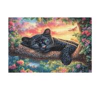 Flame Panthère Noire Puzzles 1000 Piezas Decorativo Hogar Animal de compagnie Obra De Arte Rompecabezas Familiar para Adultos Desafío Intelectual DIY Creativo 1000 PCS