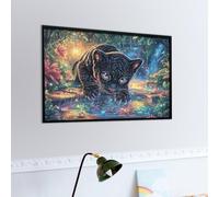 Flame Panthère Noire Puzzles 1000 Piezas Juguete Educativo 3D Interactivo Ménagerie fantaisiste rayonnante Rompecabezas Familiar para Toda La Familia Entretenimiento Creativo Decorativo 1000 PCS