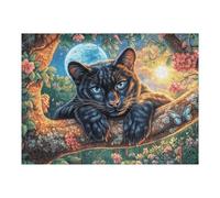 Flame Panthère Noire Puzzles 500 Piezas Aliviar Estrés Familiar Premium Animal de compagnie Rompecabezas para Adultos Desafío Intelectual 3D DIY Creativo Decorativo 500 PCS