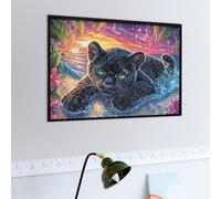 Flame Panthère Noire Puzzles 500 Piezas Estera Portátil Bêtes fantastiques Rompecabezas para Adultos Desafío Intelectual Aliviar Estrés Decoración Hogar 3D 500 PCS